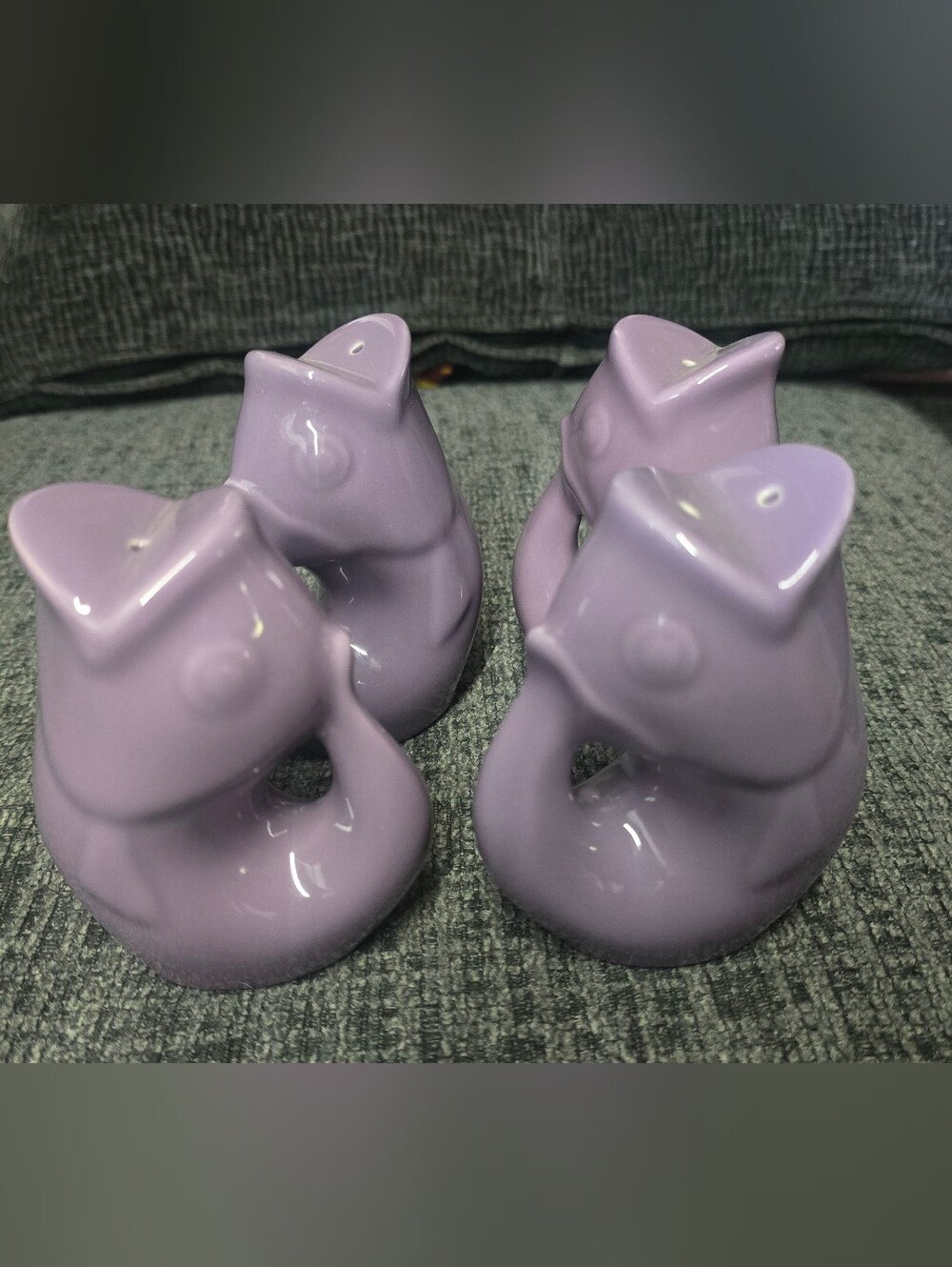 Lilac Ceramic Fox Salt and Pepper Shaker Set 4